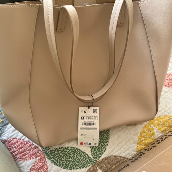 ZARA COLORED LEATHER TOTE BAG - Picture 8 of 8